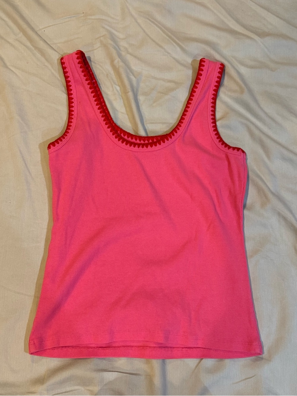 Boden Hot Pink Scoop Neck Tank with Contrasting Trim